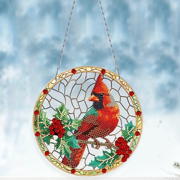 Festive Cardinal Bird Suncatcher - Picture 1 of 4